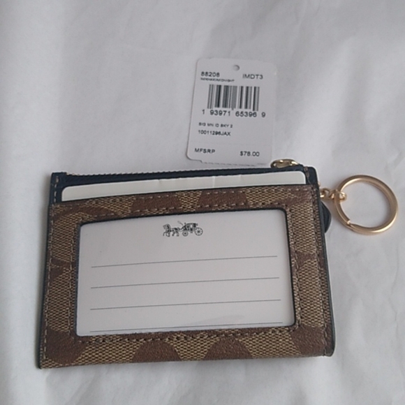 Coach 88208 Mini Skinny ID Case in Signature Canvas, IM/Khaki Midnight - Picture 4 of 6